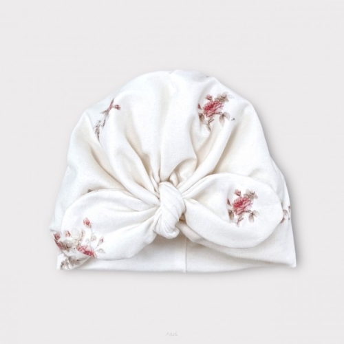 Turban z dzianiny bawełnianej (eternal fleur jasny beż)