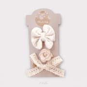 Zestaw 3 spinek do włosów (tinkerbell z beżowym kwiatuszkiem)