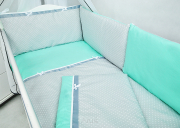 3 el.Pościel do łóżeczka 120x90 "Sweet" miętowo szare bąbelki