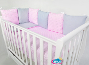 10el.Pościel do łóżeczka 120x90 "MODUŁOWA" (różowe romby + popiel gładki)