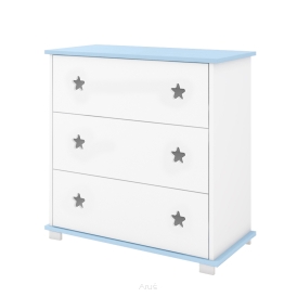 Komoda dziecięca z szufladami STAR (biało/niebieski)