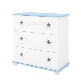 Komoda dziecięca z szufladami STAR (biało/niebieski)