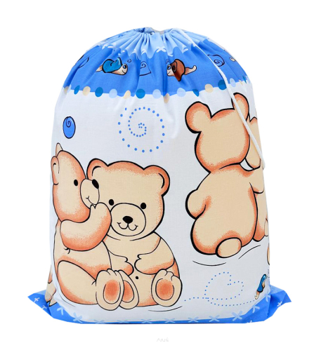 Worek na pościel do przedszkola (niebieski teddy)