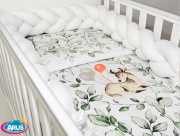 3 el.Pościel do łóżeczka 120x90 "Nature&Flowers" (sarenka zielona +biały warkocz)