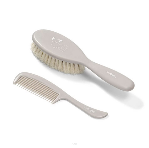 BabyOno szczoteczka i grzebień do włosów naturalne włosie super miekkie (568/03) popiel