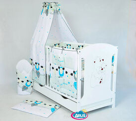 ARUŚ 4 el. pościel do łóżeczka 120*90 (5-owca z sercem niebieska)