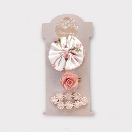 Zestaw 3 spinek do włosów (romatic roses z pudrową różyczką)