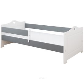 Łóżko dziecięce z barierką 160X80 LUNA biało szara