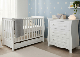 Zestaw KATE/MEGAN-2 : łóżeczko z szufladą + komoda z przewijakiem