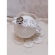 Opaska na główkę bezuciskowa koronkowa (kwiatuszek szary) - 5