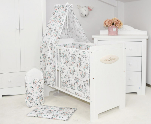 ARUŚ 4 el. pościel do łóżeczka 120*90 (154-różyczki białe)