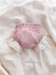 Bloomersy muślinowe z haftowanymi falbanami (pudrowy róż) - 2