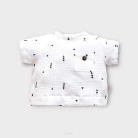 Koszula muślinowa z krótkim rękawem i kieszonką (trójkąty)