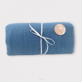 Prześcieradło muślinowe do gondoli, do wózka, do kosza mojżesza (ciemno niebieskie)