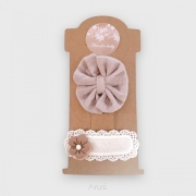 Zestaw spinek (pastelowy beż + waniliowy kwiatuszek)