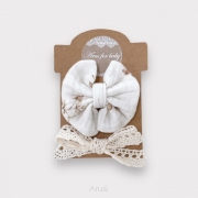 Spinki do włosów 2szt (fragile peony +beżowa koronka)