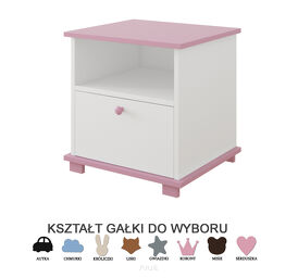 Szafka nocna biały/różowy