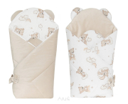 Rożek becik niemowlęcy VELVET (capuccino +misie na tęczy)