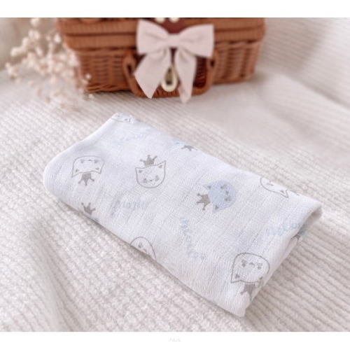 Pielucha pieluszka tetrowa kolorowa 70*80 (kotki niebiesko białe)