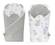 Rożek becik niemowlęcy VELVET (popiel + niebieska chmurka)