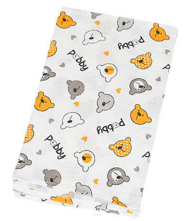Pielucha pieluszka tetrowa kolorowa 70*80 (głowy misiów pabby)