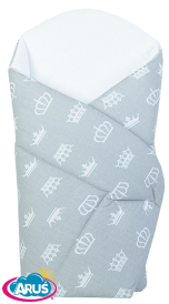 Rożek becik usztywniony zapinany na rzep (białe korony na popielu)