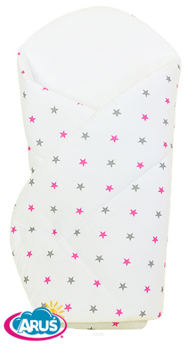 Rożek becik niemowlęcy zapinany na rzep (różowo popielate gwiazdki)