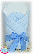 Rożek becik usztywniony wiązany KRATKA (niebieska krateczka)