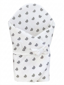 Rożek becik muślinowy, otulacz, kołderka, mata z wypełnieniem 4w1 (popielaty główki)