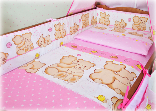 ARUŚ 7 el. pościel do łóżeczka 120*90 (139-rozowy teddy)