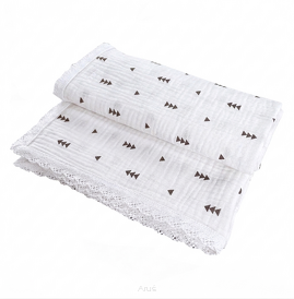 Kocyk Muślinowy z Koronką Double Gauze 100x75 - strzałki