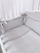 3 el. Pościel do łóżeczka z falbanką 120x90 popiel