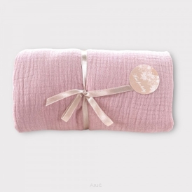 Prześcieradło muślinowe do gondoli, do wózka, do kosza mojżesza (róż pudrowy)