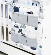 Przybornik na łóżeczko "KOKARDKA" (samochody w górach +popiel gładki)