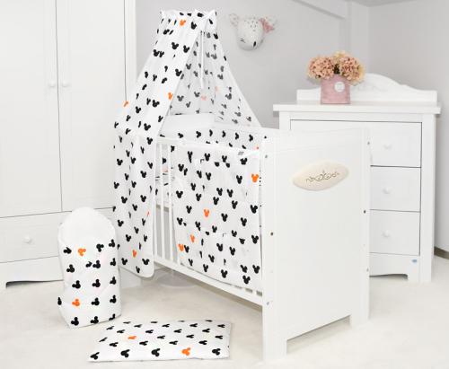 ARUŚ 4 el. pościel do łóżeczka 120*90 (155-myszki z pomarańczem)