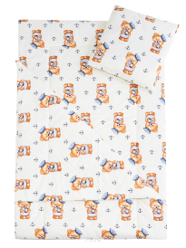 Pościel do przedszkola z wszytym wypełnieniem 220*80 (miś marynarz)