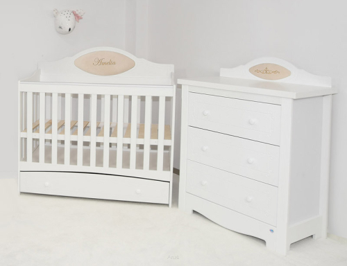 Zestaw mebli WIKTORIA 2 : łóżeczko z szufladą + komoda z przewijakiem