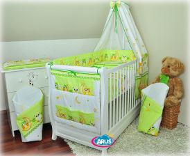 ARUŚ 4 el. pościel do łóżeczka 120*90 (106-zielone sowy)