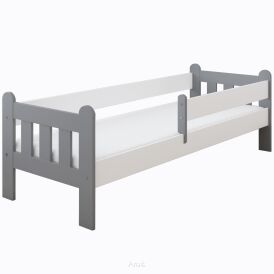 Łóżko dziecięce z barierką 160X80 LEO szaro białe