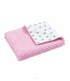Koc kocyk pled pledzik MINKY 75x100 (różowy+gwiazdki)