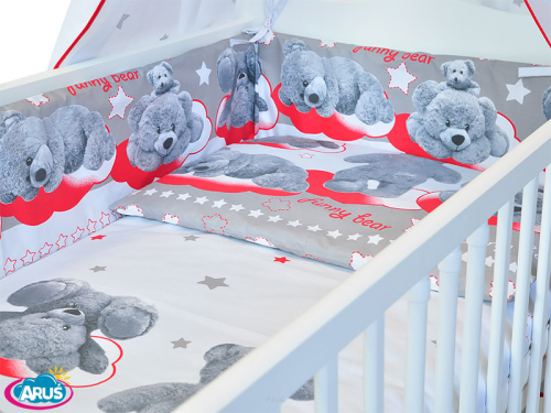 ARUŚ 5 el. pościel do łóżeczka 120*90 (120-funny bear popielaty)