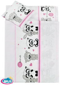 5 pościel do przedszkola 80*220 z workiem+gratis (pandy biało różowe)