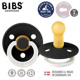 BIBS smoczek uspokajający kauczukowy 6+ M NOCNY (black)