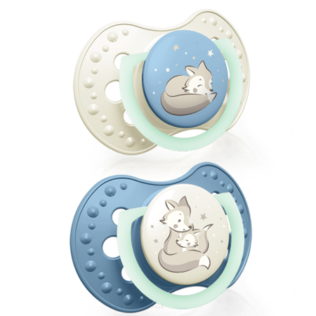 Smoczek silikonowy dynamiczny LOVI 0-3m 2 szt. Night&Day Boy 22/913boy