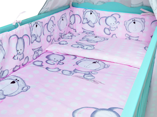 ARUŚ 2 el. pościel do łóżeczka 120*90 (31-różowy zając)