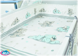 ARUŚ 3 el. pościel do łóżeczka 120*90 (14-zielone misie dmuchawce)