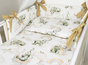 5 el.Pościel do łóżeczka 120x90 dwustronna "KOKARDKA" (słonik z tęczą +beż)
