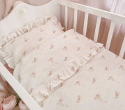 Pościel z wypełnieniem : do kołyski / mini łóżeczka /kosza mojżesza muślinowa (pastel roses śmietanka)