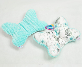 Poduszka motylek antywstrząsowa Minky (miętowy+garden miętowy)