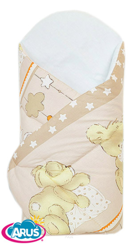 Rożek becik usztywniony zapinany na rzep (bezowy miś z podusia1)